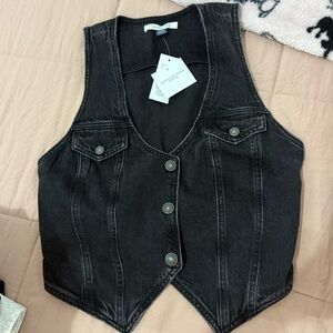 American Eagle Outfitters Black Denim Vest